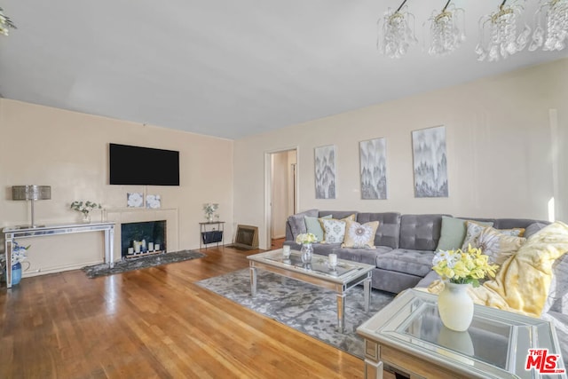 living room featuring hardwood / wood-style flooring