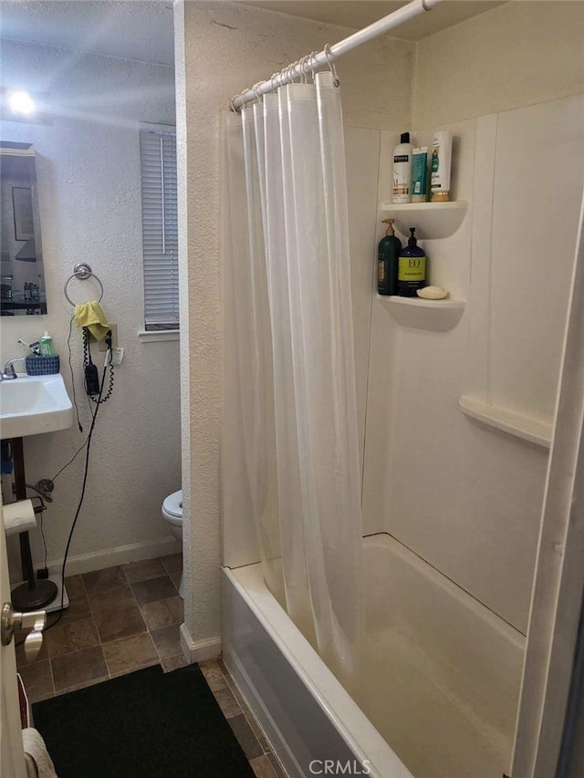 17010 State Highway 175, Cobb, CA 95461 - full bathroom featuring shower / bathtub combination with curtain and a textured wall