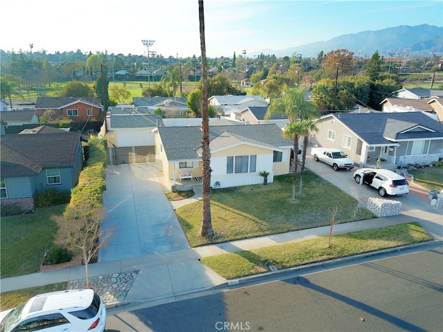 bird's eye view featuring a mountain view