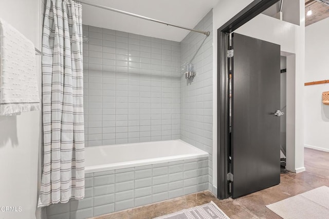 bathroom featuring shower / tub combo with curtain