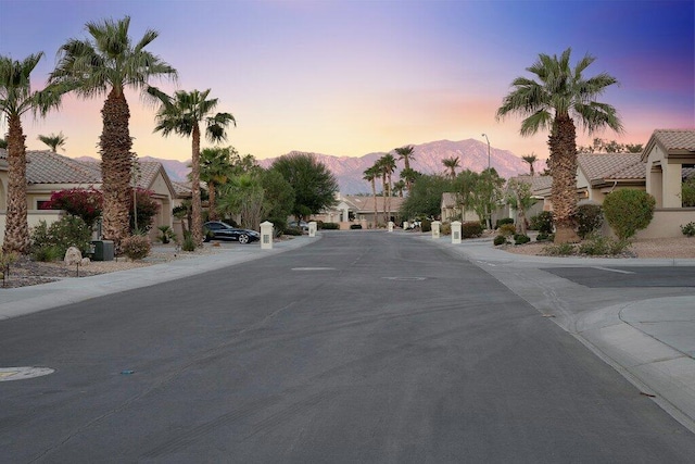 view of street with a mountain view