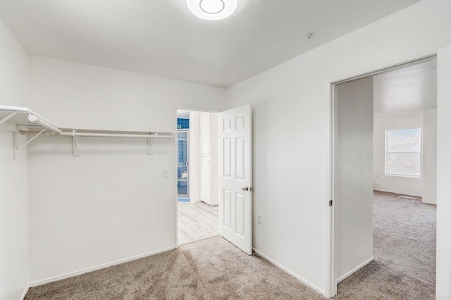 spacious closet with light colored carpet