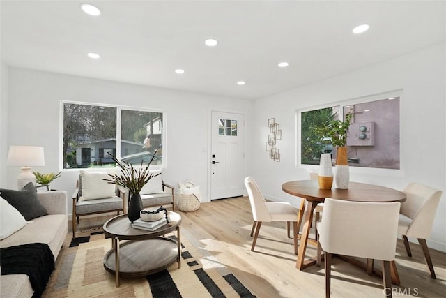 dining room with light hardwood / wood-style floors