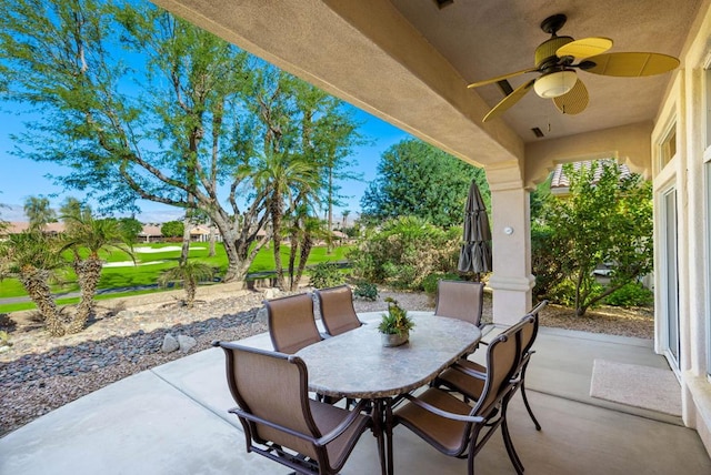 view of patio with ceiling fan