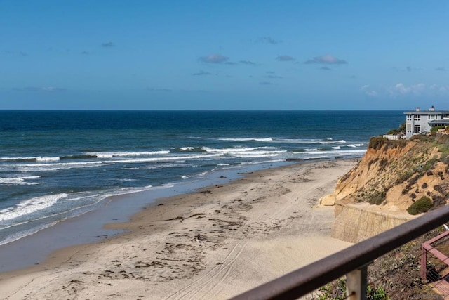 view of water feature featuring a view of the beach