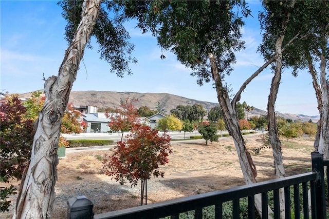 view of yard with a mountain view