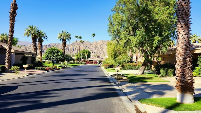 view of street with a mountain view