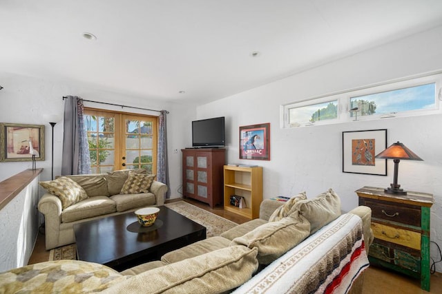 living room with french doors