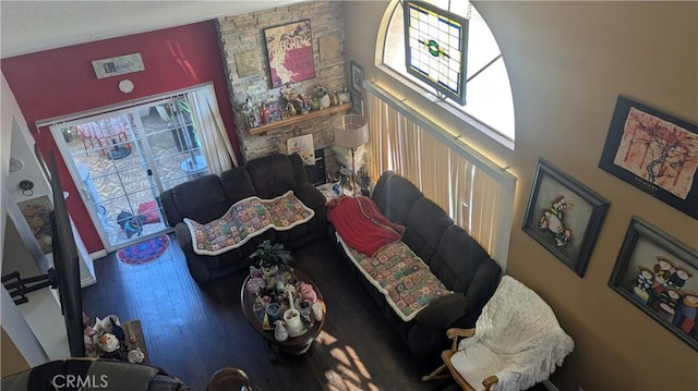 living room with hardwood / wood-style floors