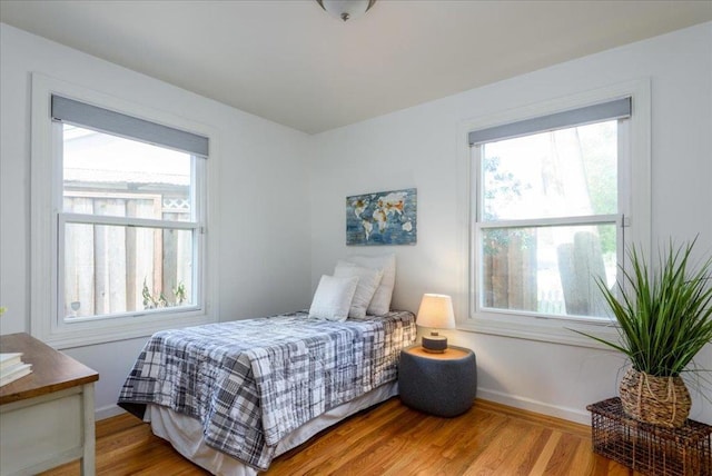 bedroom featuring light hardwood / wood-style floors