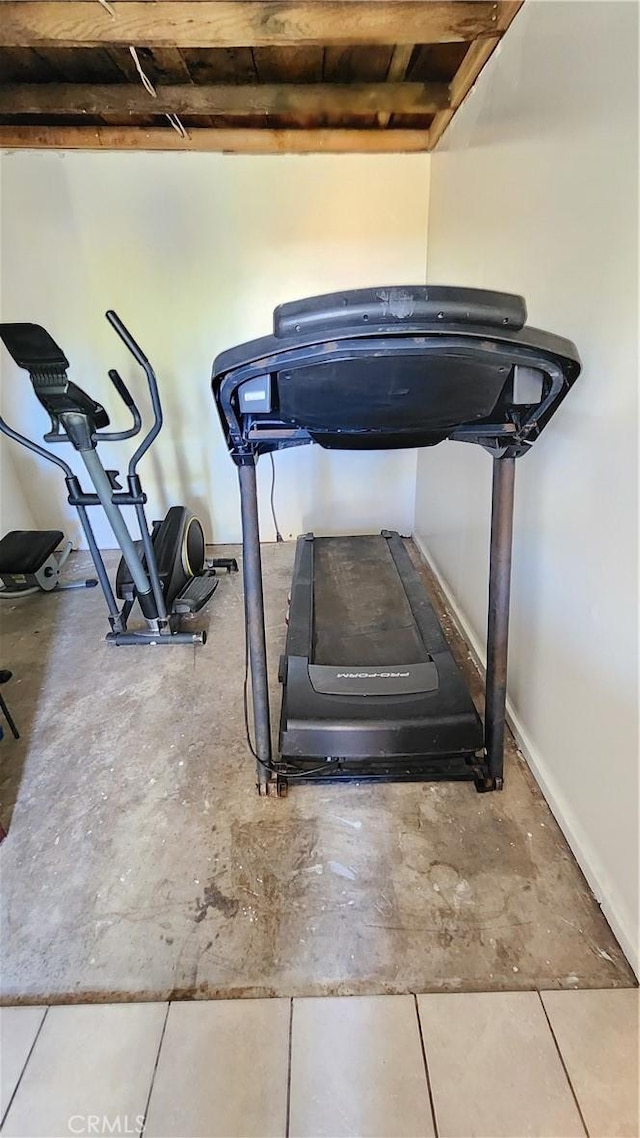 exercise area with tile patterned floors