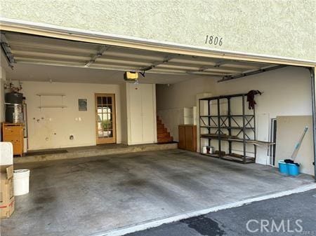 garage with a garage door opener