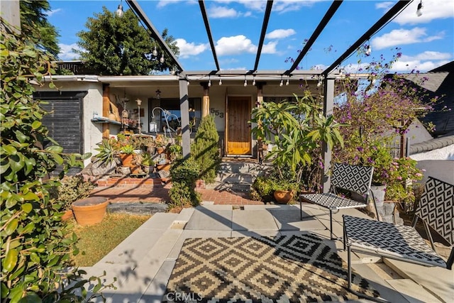 view of front of home with a patio