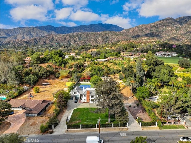 drone / aerial view with a mountain view