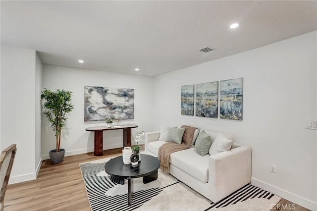 living room featuring light hardwood / wood-style flooring