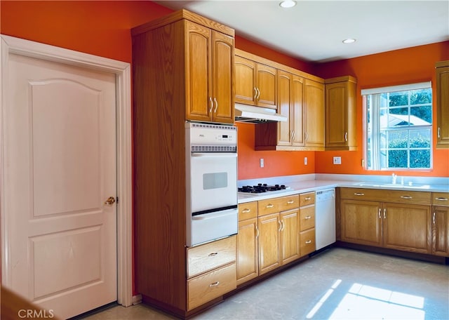 kitchen with white appliances and sink