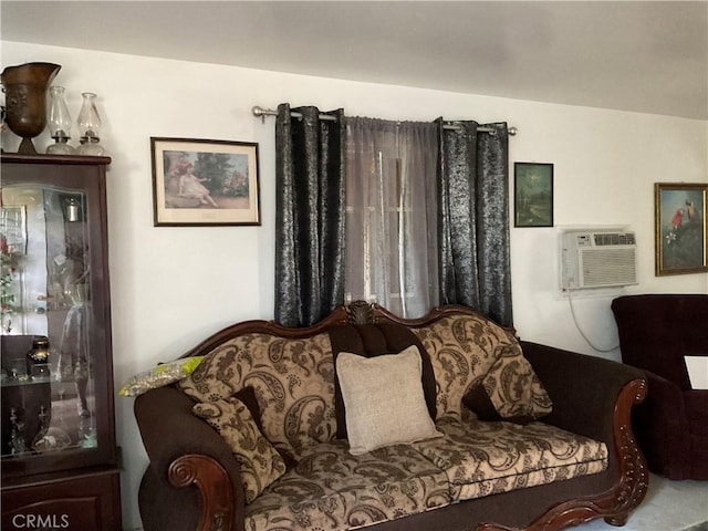 living room featuring a wall mounted AC