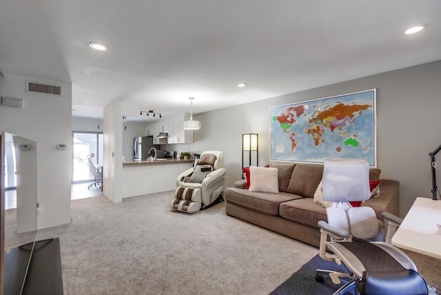 living room with carpet flooring