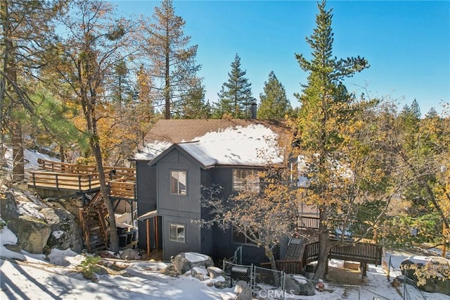 view of front of home featuring a deck