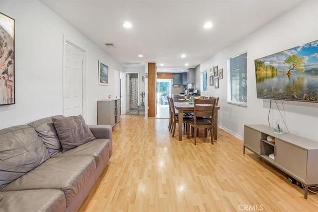 living room featuring light hardwood / wood-style floors