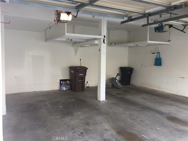 garage with a garage door opener