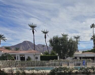 view of pool featuring a mountain view