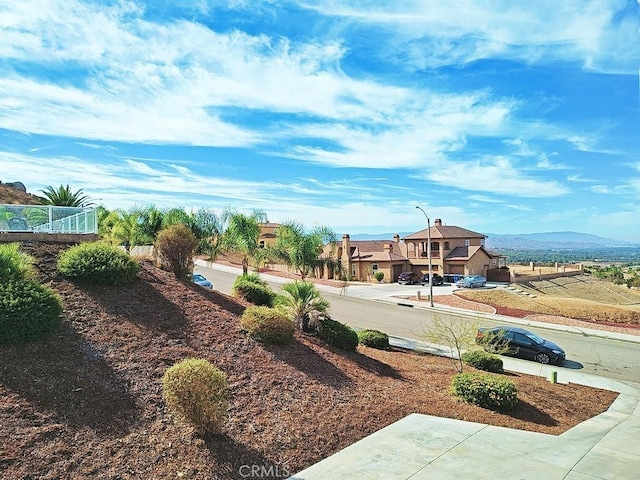 view of yard with a mountain view