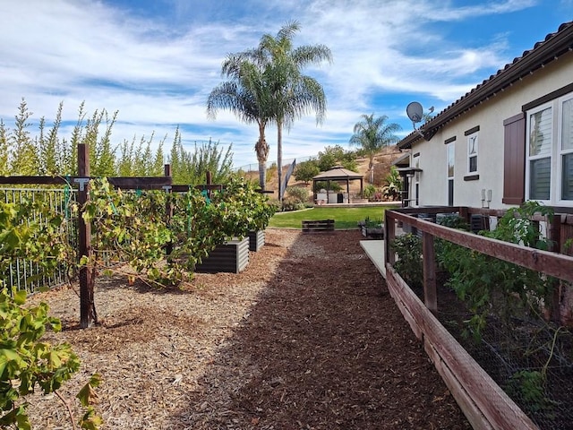 view of yard with a gazebo