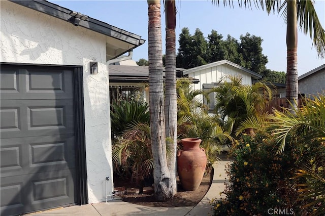 exterior space featuring a garage