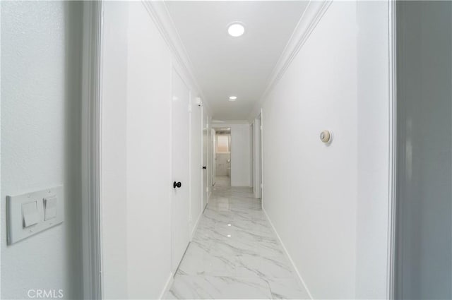 corridor with crown molding