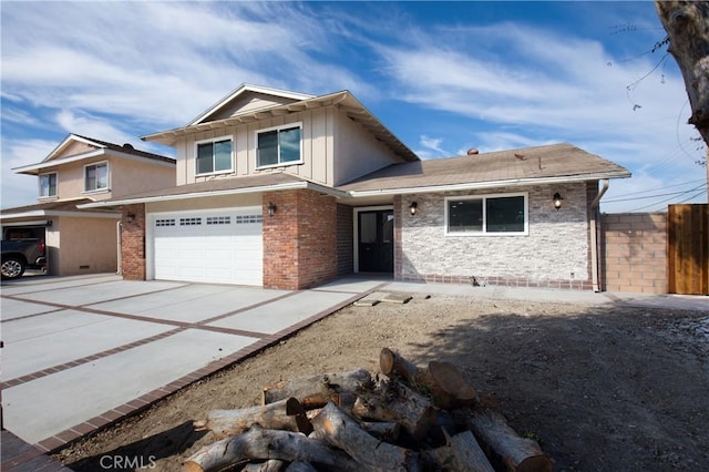 view of front of property with a garage