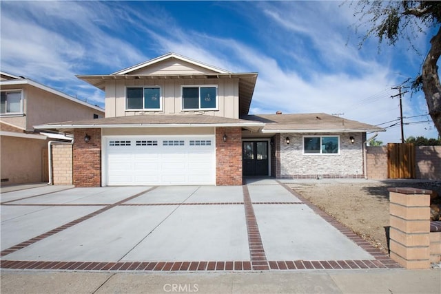 view of front of house with a garage