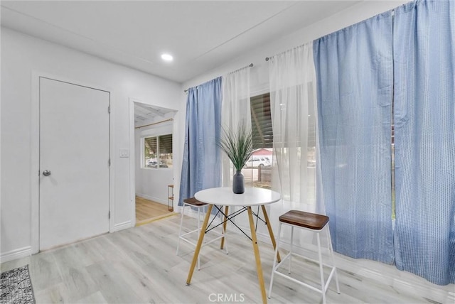 interior space with light hardwood / wood-style flooring