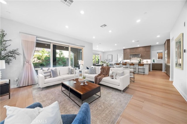 living room featuring light hardwood / wood-style floors