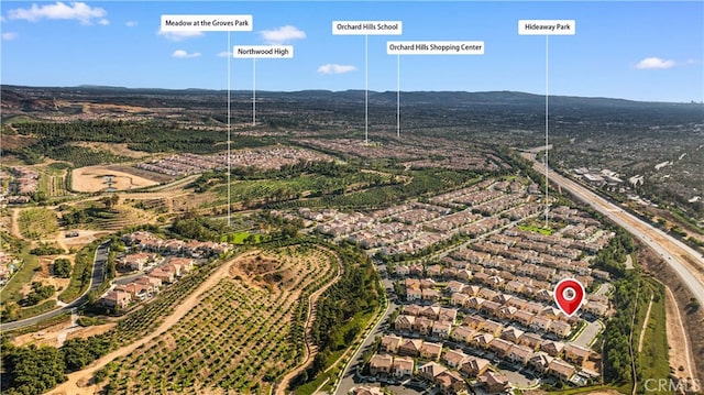 drone / aerial view with a mountain view