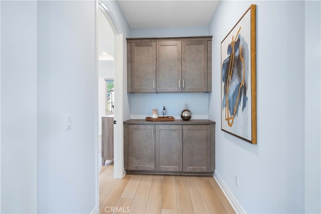 interior space with light hardwood / wood-style floors