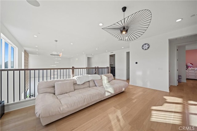 living room with light wood-type flooring