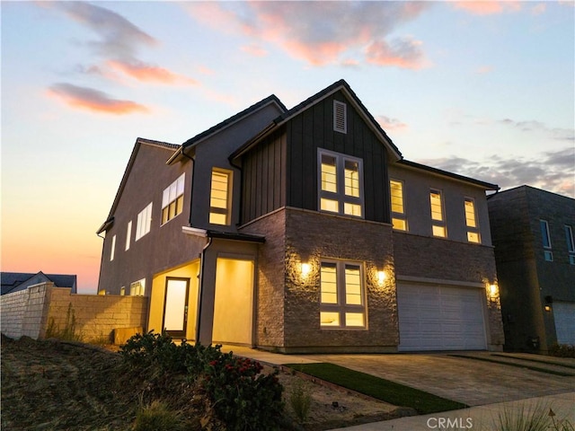 view of front of home featuring a garage