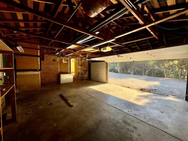 garage with a garage door opener