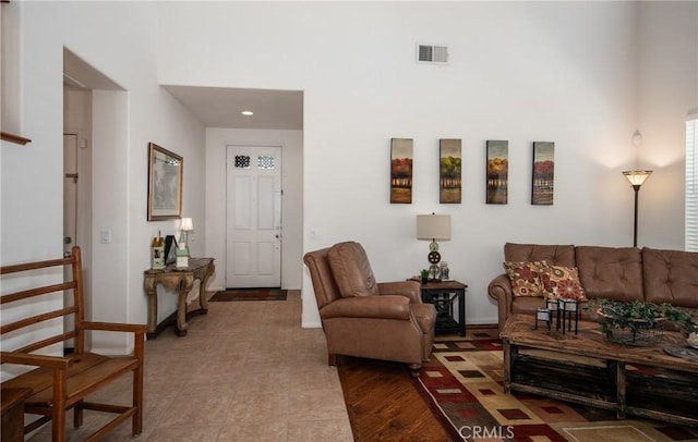 view of tiled living room