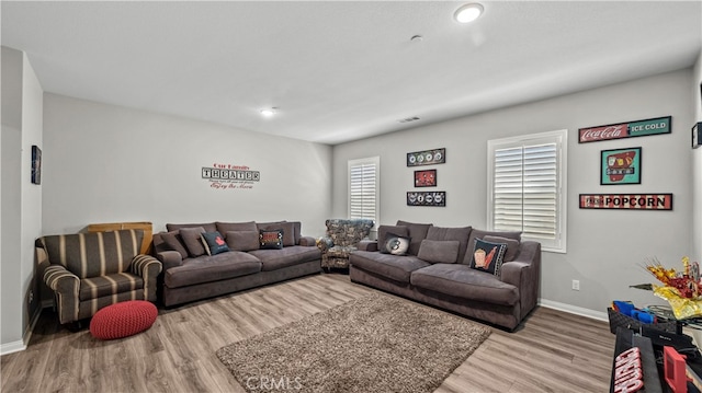 living room featuring hardwood / wood-style floors