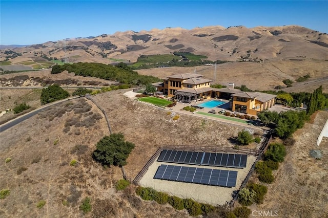 drone / aerial view with a mountain view