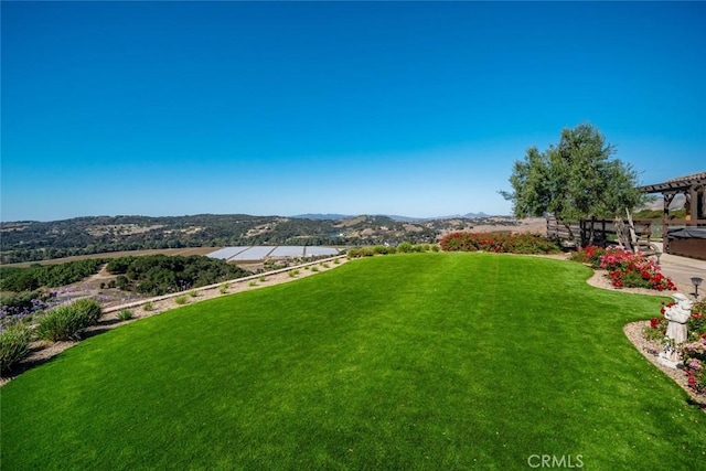 view of yard with a mountain view