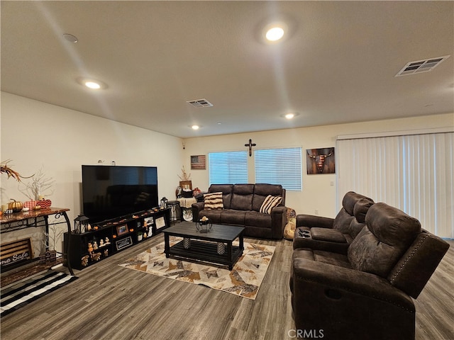 living room featuring hardwood / wood-style flooring