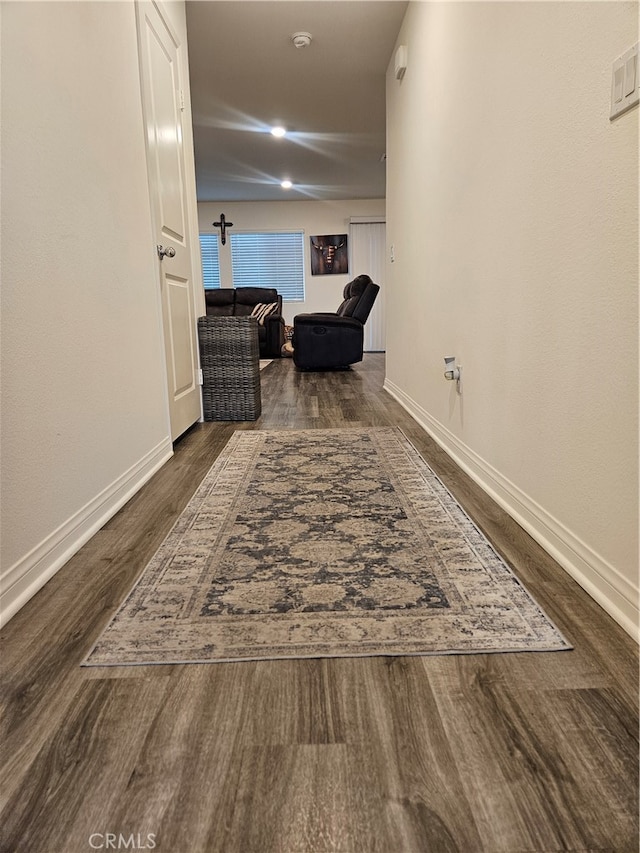 hall featuring dark hardwood / wood-style flooring