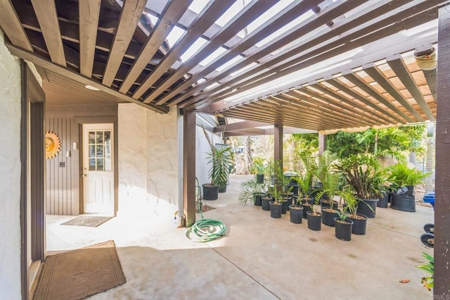 view of patio / terrace featuring a pergola