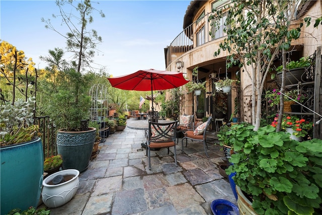 view of patio / terrace featuring a balcony