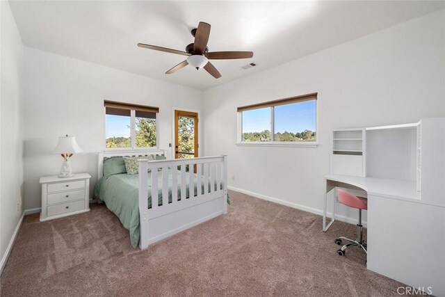 8865 San Gabriel Rd, Atascadero, CA 93422 - bedroom featuring carpet floors, baseboards, and a ceiling fan