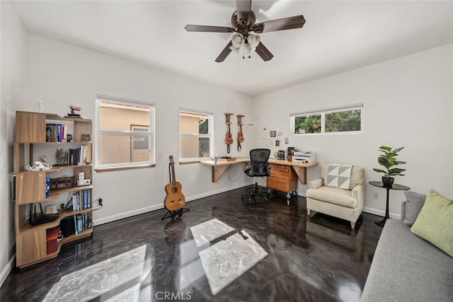 8865 San Gabriel Rd, Atascadero, CA 93422 - home office featuring ceiling fan and baseboards