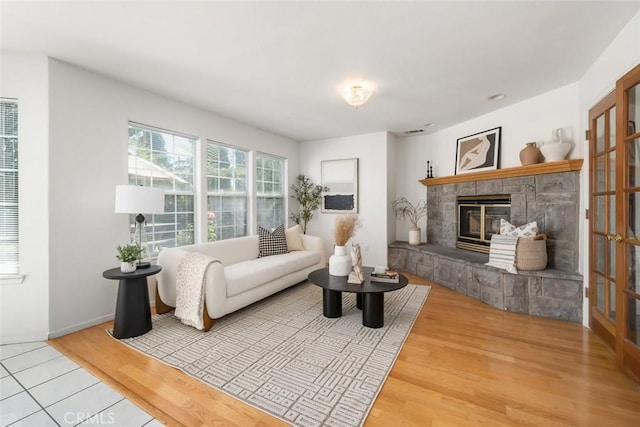 living room with hardwood / wood-style floors